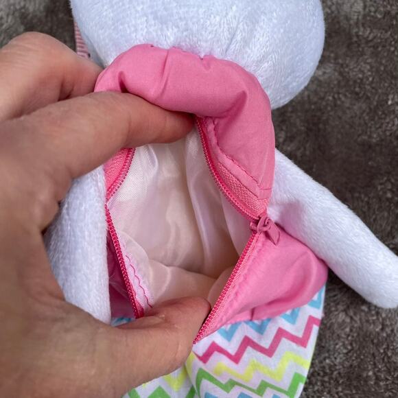 Easter Bunny Rabbit Plush Purse Toddler Stuffed Toy w/ Fabric Handle Zipper - Picture 6 of 12